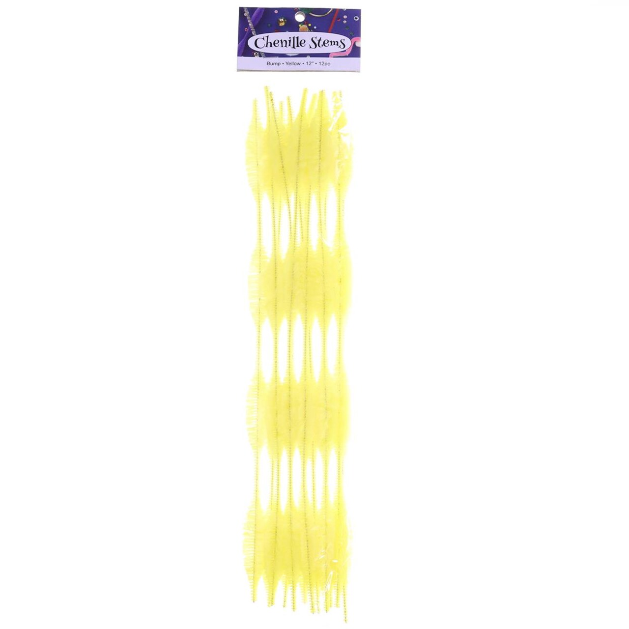 PA Essentials Bump Chenille Stem 12" 12pc Yellow - Versatile Pipe Cleaners for Crafts, DIY Projects, and Decorations - Bright, Flexible Craft Pipe Cleaners